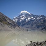 Der Hooker-Gletscher samt See Mt. Cook und Hooker-Gletscher